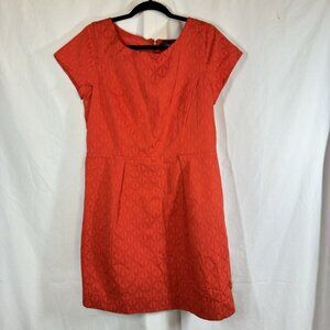 Just‎ Taylor Dress Women’s Size 14 Orange Geometric Quilted Pattern Retro Work